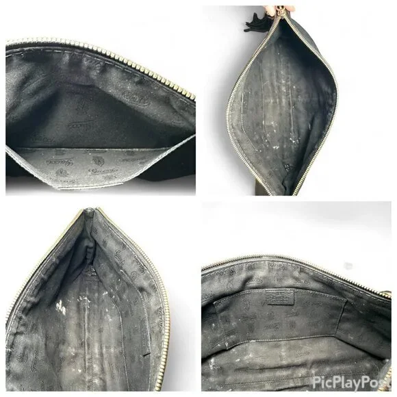 GUCCI Black Pebbled Leather Sienna Tassel Clutch Bag - Picture 14 of 15